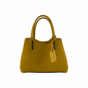 Renato Borzatta Leather Double Strap Shoulder Bag Mustard Yellow