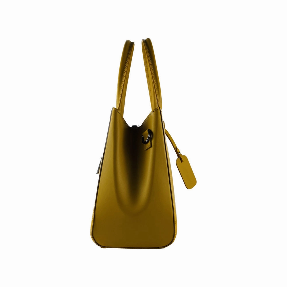 Renato Borzatta Leather Double Strap Shoulder Bag Mustard Yellow