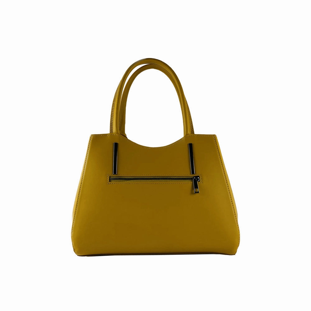 Renato Borzatta Leather Double Strap Shoulder Bag Mustard Yellow