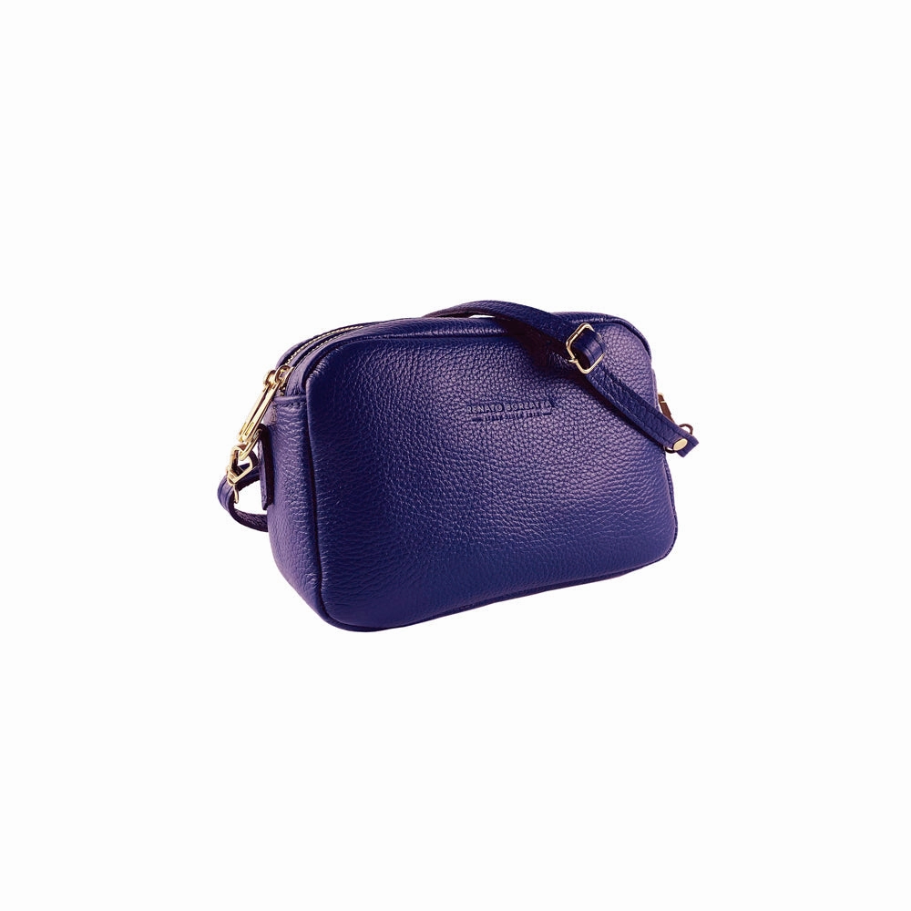 Renato Borzatta Leather Double Zip Camera Shoulder Crossbody Bag Purple