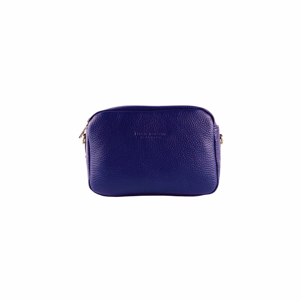 Renato Borzatta Leather Double Zip Camera Shoulder Crossbody Bag Purple