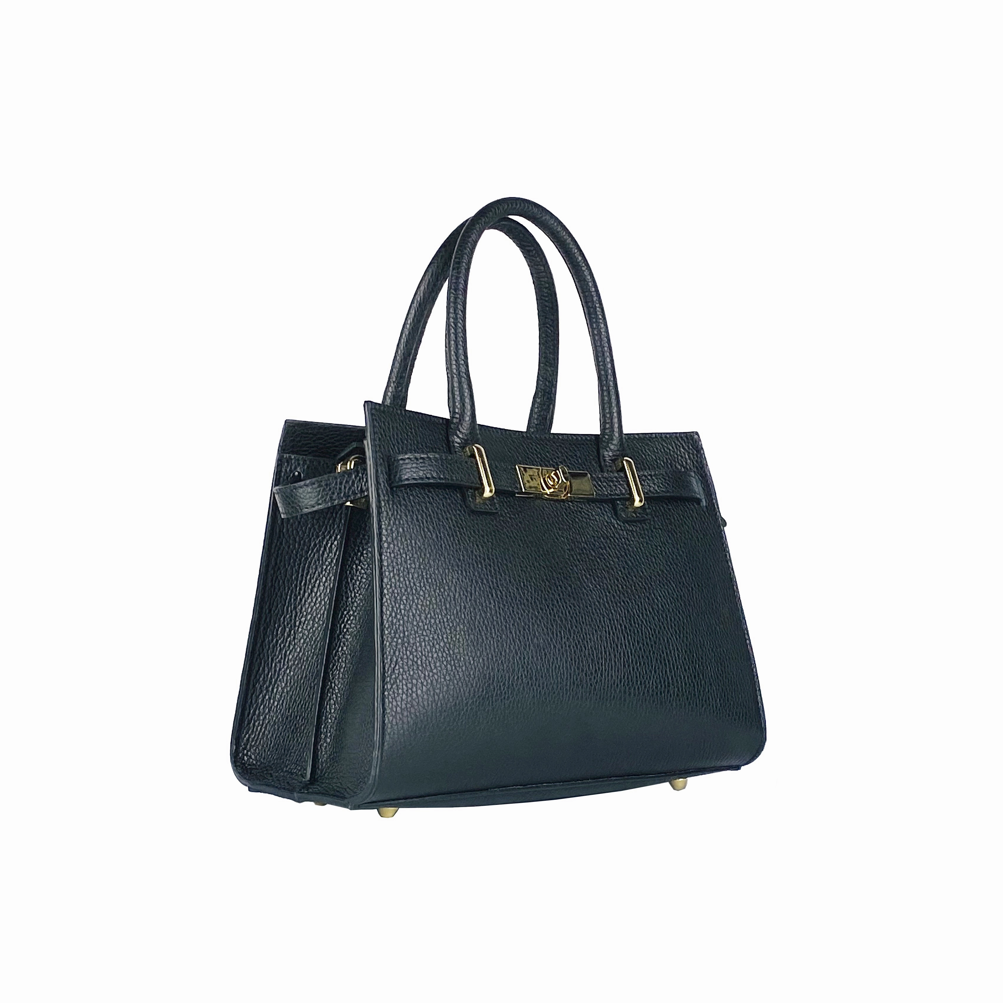 Renato Borzatta Leather Satchel Shoulder Bag Black