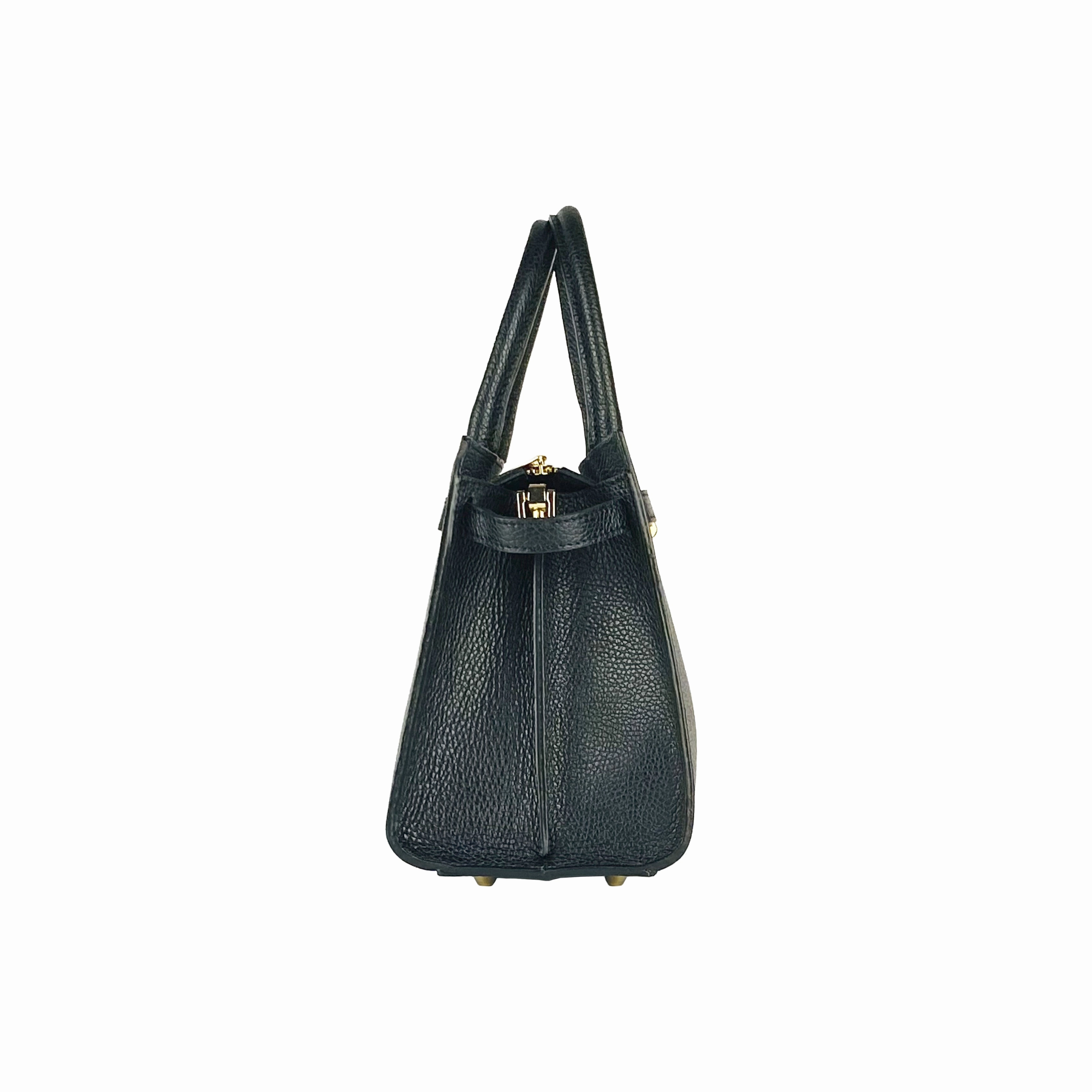 Renato Borzatta Leather Satchel Shoulder Bag Black