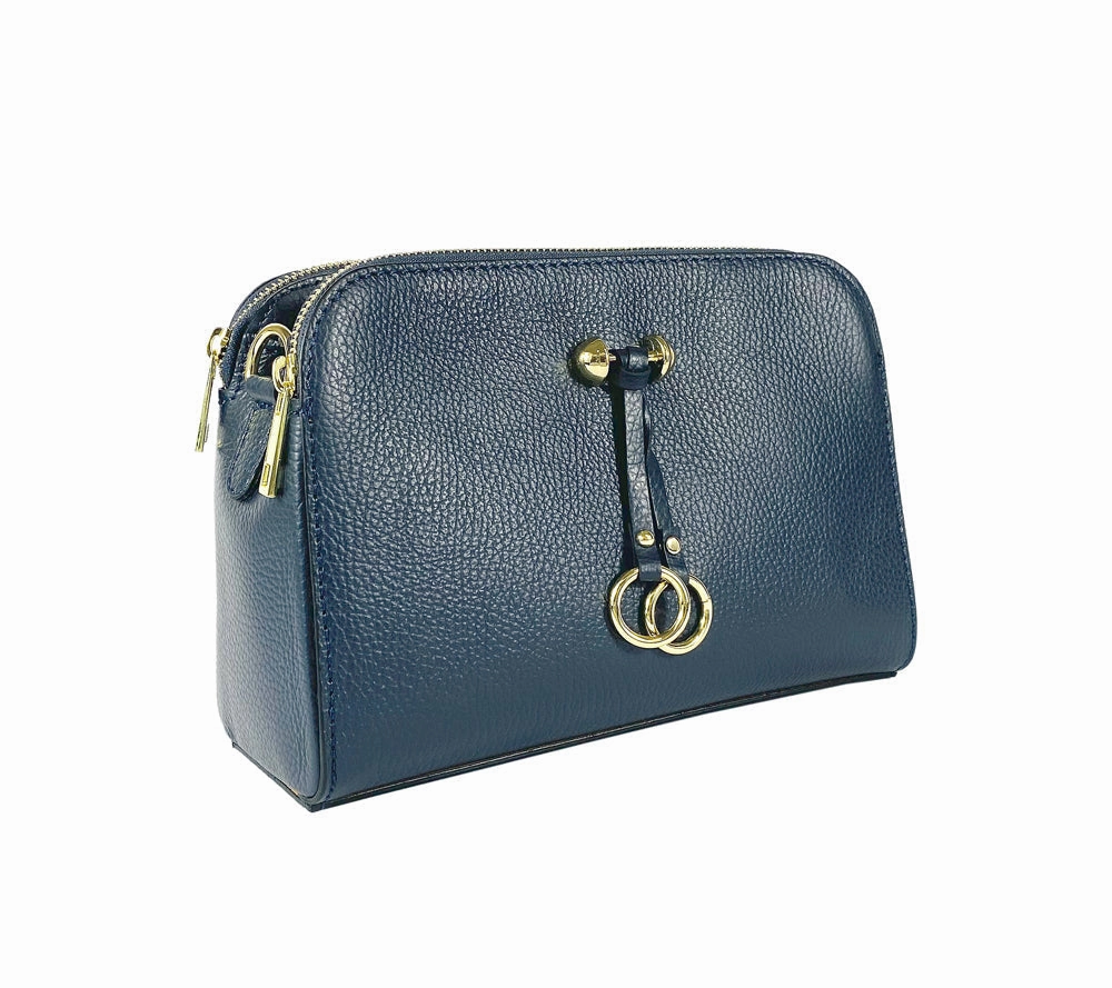 Renato Borzatta leather shoulder camera bag blue