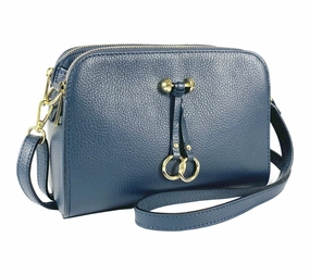 Renato Borzatta leather shoulder camera bag blue