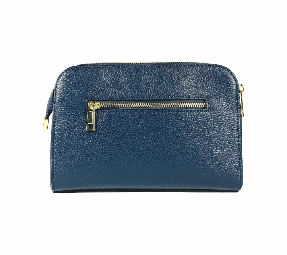 Renato Borzatta leather shoulder camera bag blue