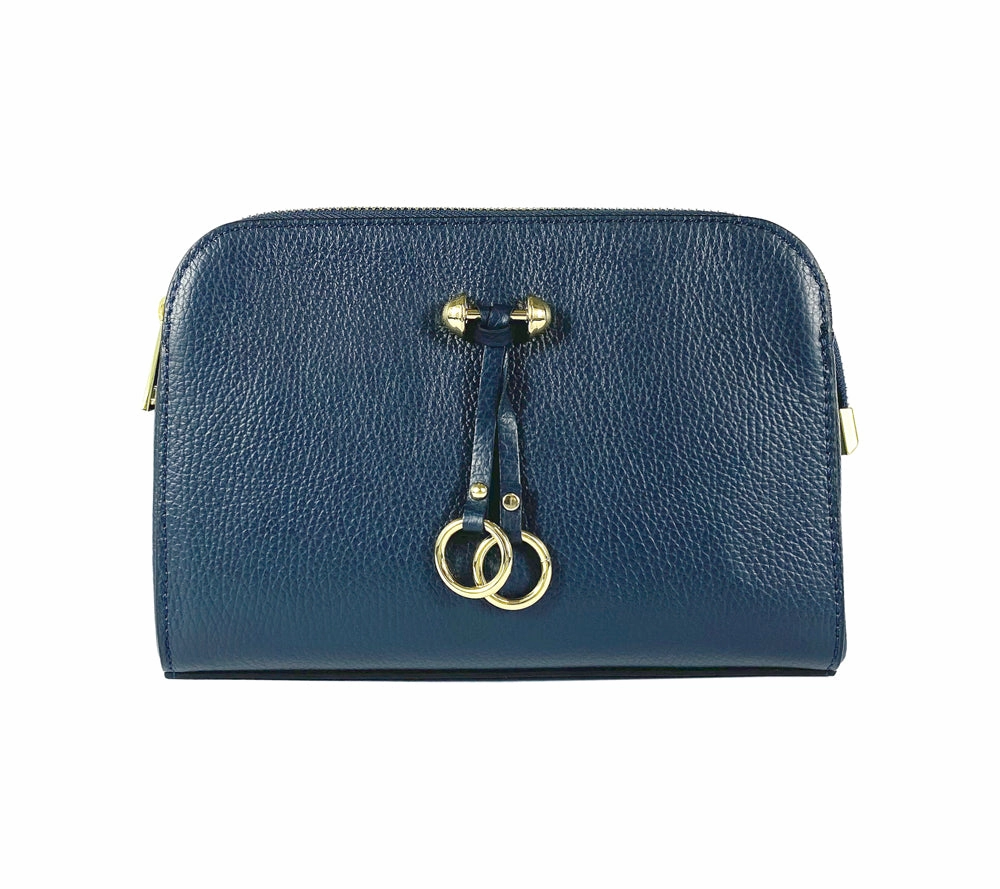 Renato Borzatta leather shoulder camera bag blue
