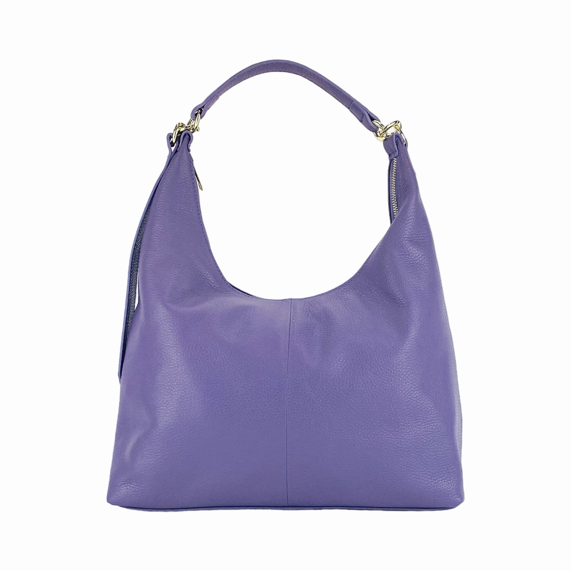 Renato Borzatta Leather Soft shoulder hobo bag purple