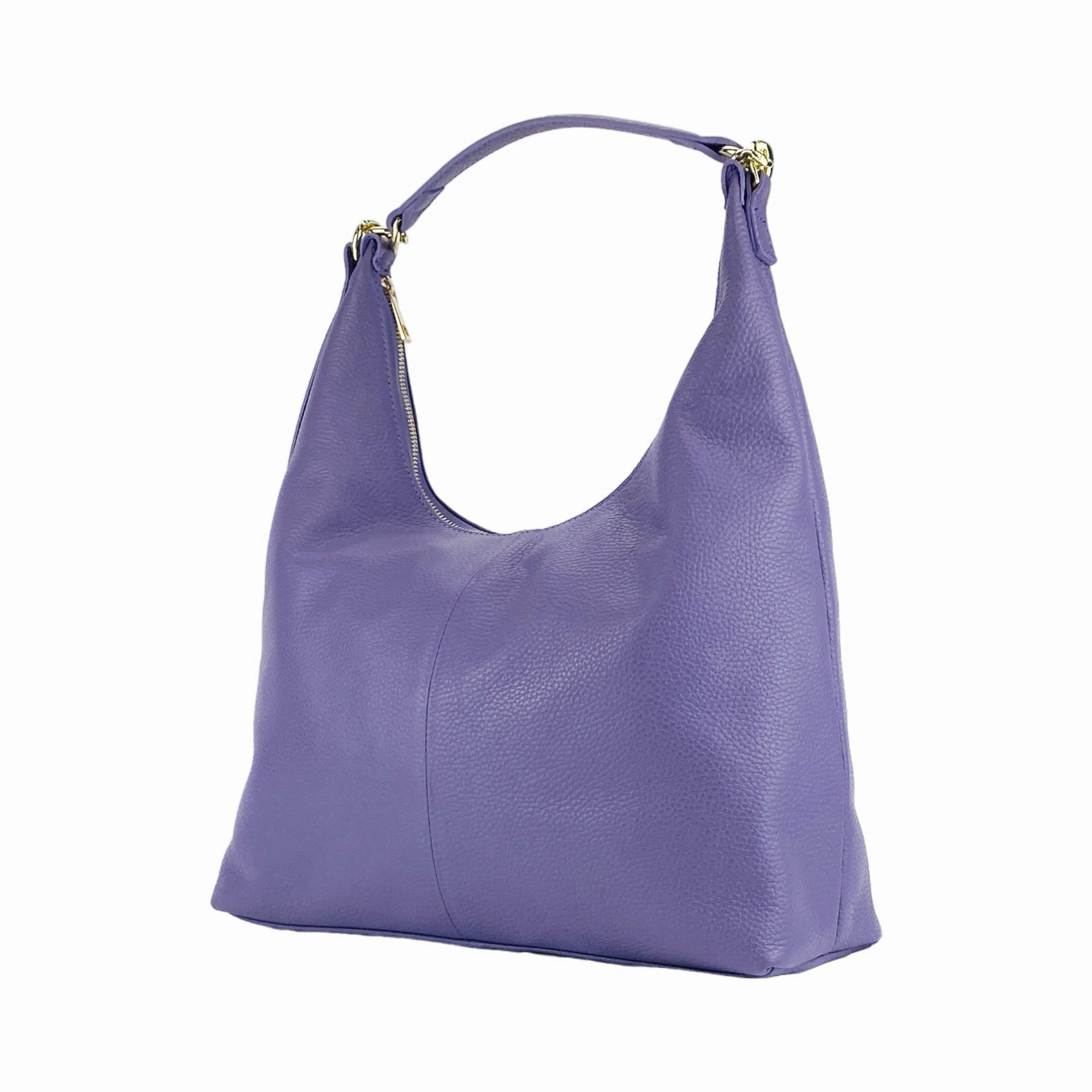Renato Borzatta Leather Soft shoulder hobo bag purple