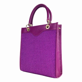 Renato Borzatta Vertical leather and straw handbags shoulder bag pink