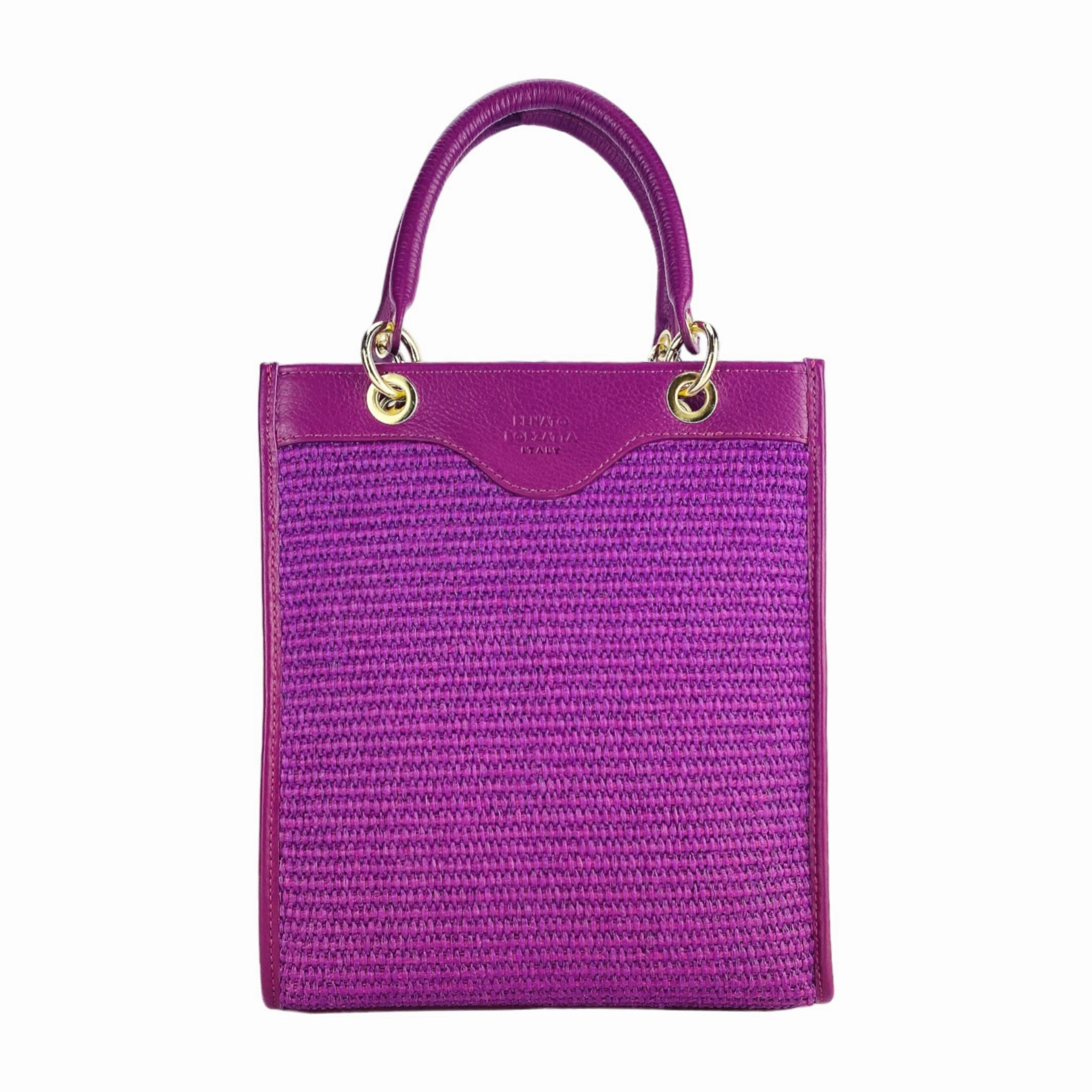 Renato Borzatta Vertical leather and straw handbags shoulder bag pink