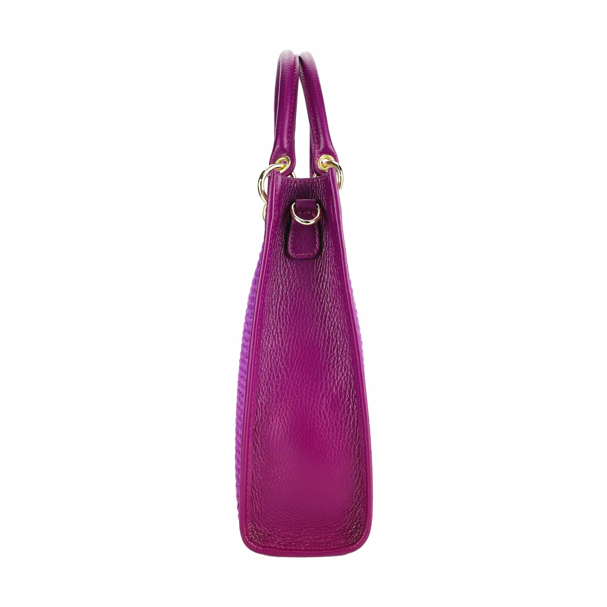 Renato Borzatta Vertical leather and straw handbags shoulder bag pink