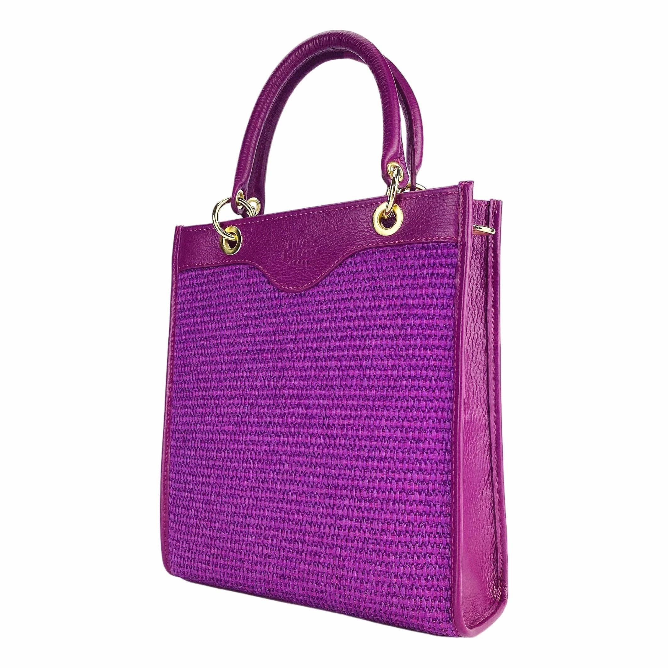 Renato Borzatta Vertical leather and straw handbags shoulder bag pink