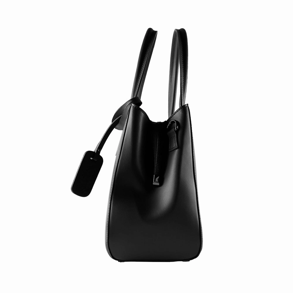 Renato Borzatto Leather Double Strap Shoulder Bag Black