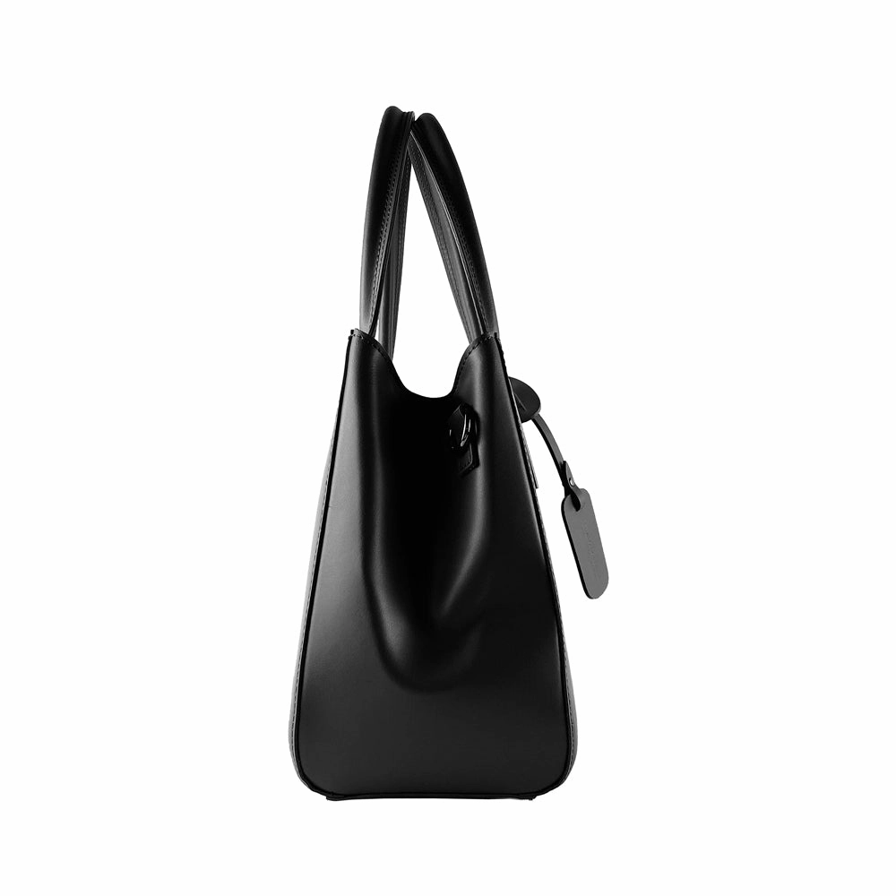 Renato Borzatto Leather Double Strap Shoulder Bag Black