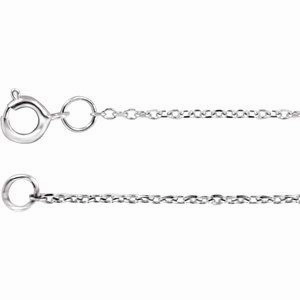 Rhodium-Plated Sterling Silver 1 mm Diamond-Cut Cable 16" Chain