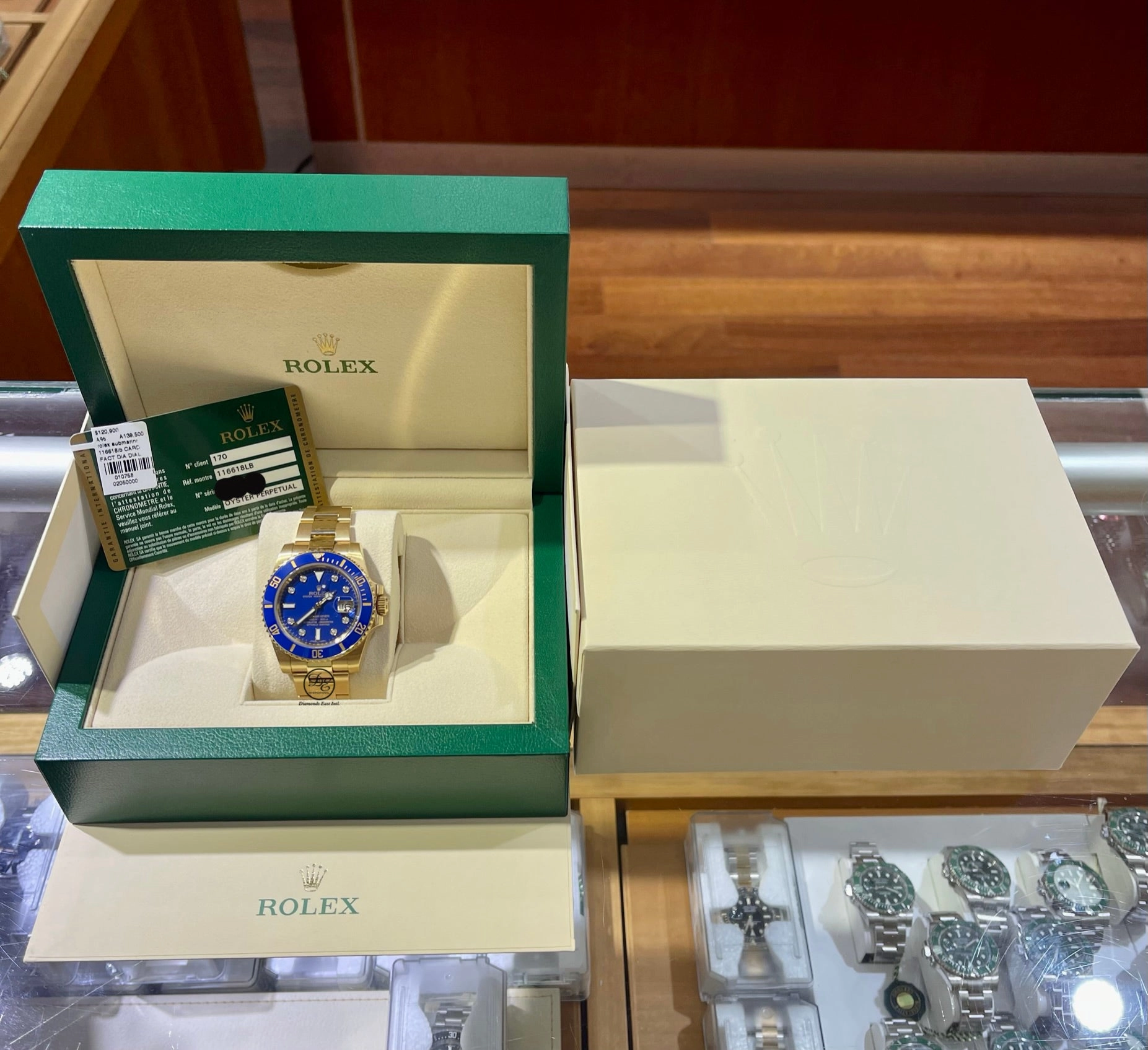 Rolex 116618lb Submariner Date Blue SERTI Factory Diamond Dial Ceramic Bezel 18k Solid Gold