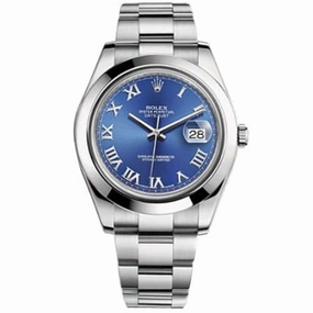 Rolex Datejust II 41mm - Ref: 116300 blro - Blue Roman Dial, Stainless Steel Oyster Bracelet Men's Watch