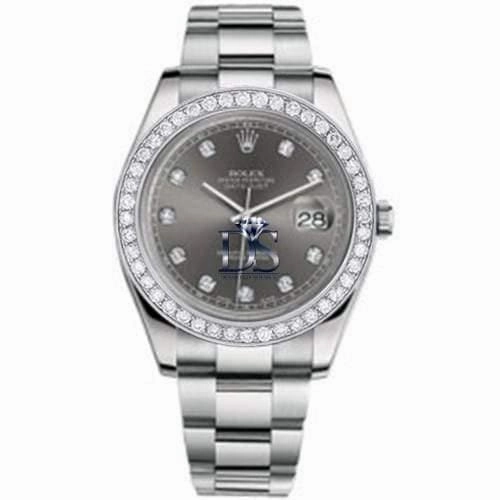 Rolex Datejust II 41mm - Ref: 116300 db - Slate Grey Dial & Diamond Bezel, Stainless Steel Oyster Bracelet Men's Watch
