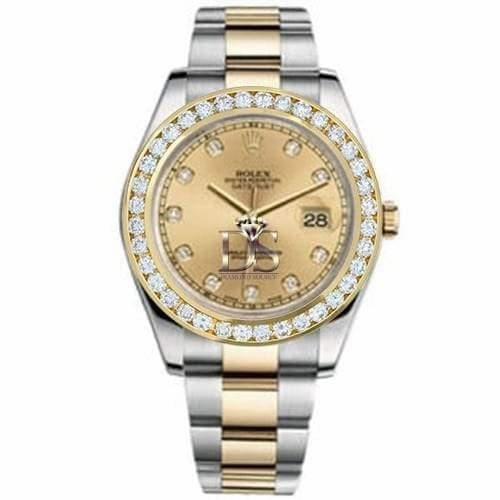 Rolex Datejust II 41mm - Ref: 116300CDOFDB - Champagne Diamond Dial & Diamond Bezel, Two Tone Stainless Steel & 18K Yellow Gold Oyster Bracelet Men's Watch