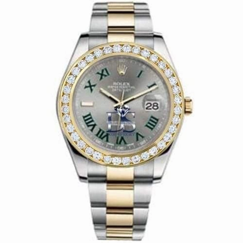 Rolex Datejust II 41mm - Ref: 116300GYRODB - Wimbledon Roman Dial & Diamond Bezel, Two Tone Stainless Steel & 18K Yellow Gold Oyster Bracelet Men's Watch