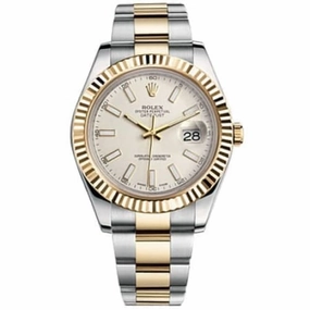 Rolex Datejust II 41mm - Ref: 116333 ISO - White Stick Dial, Two Tone Stainless Steel & 18K Yellow Gold Oyster Bracelet Men's Watch