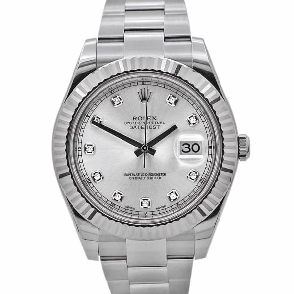 Rolex Datejust II 41mm - Ref: 116334 - Silver Diamond Dial, Stainless Steel Oyster Bracelet Men's Watch