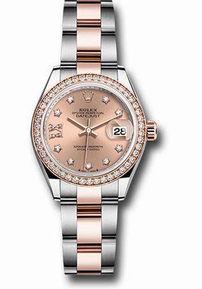 Rolex Everose Rolesor Lady-Datejust Watch - Diamond Bezel - Ros Star Diamond Roman 9 Dial - Oyster Bracelet - 279381rbr rs9dix8do