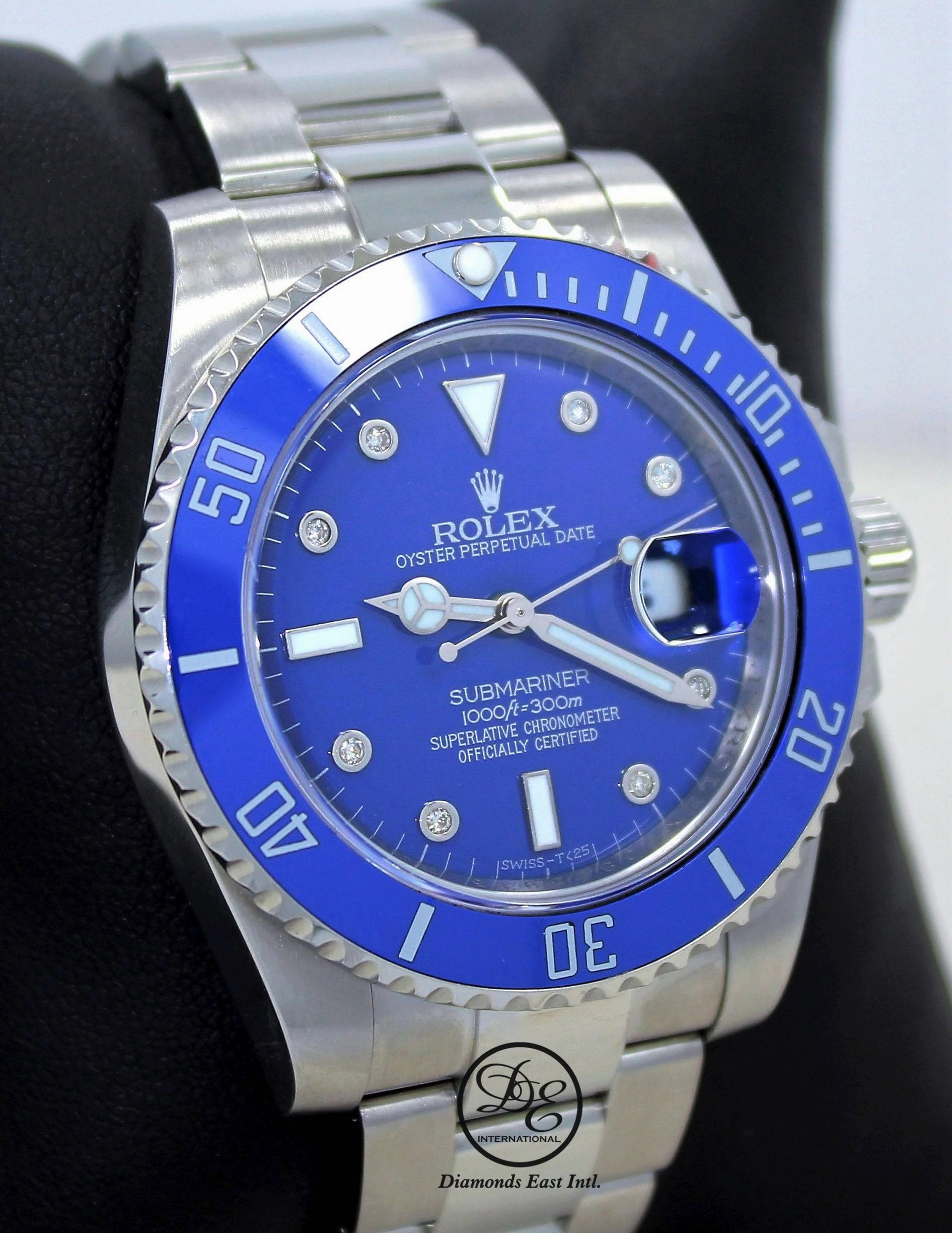 Rolex Oyster Perpetual Submariner Date 116610 LN Blue Diamond Dial Ceramic Bezel BOX/PAPERS
