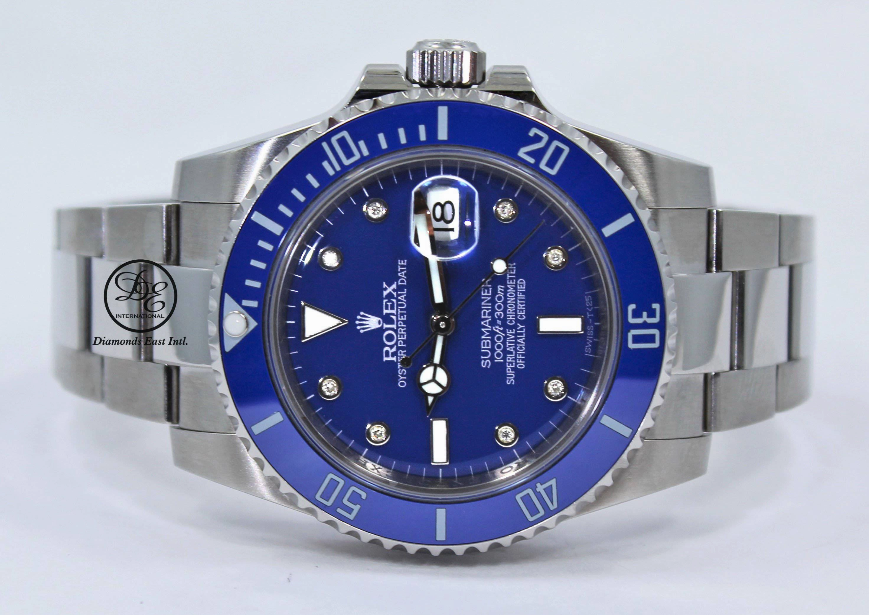 Rolex Oyster Perpetual Submariner Date 116610 LN Blue Diamond Dial Ceramic Bezel BOX/PAPERS