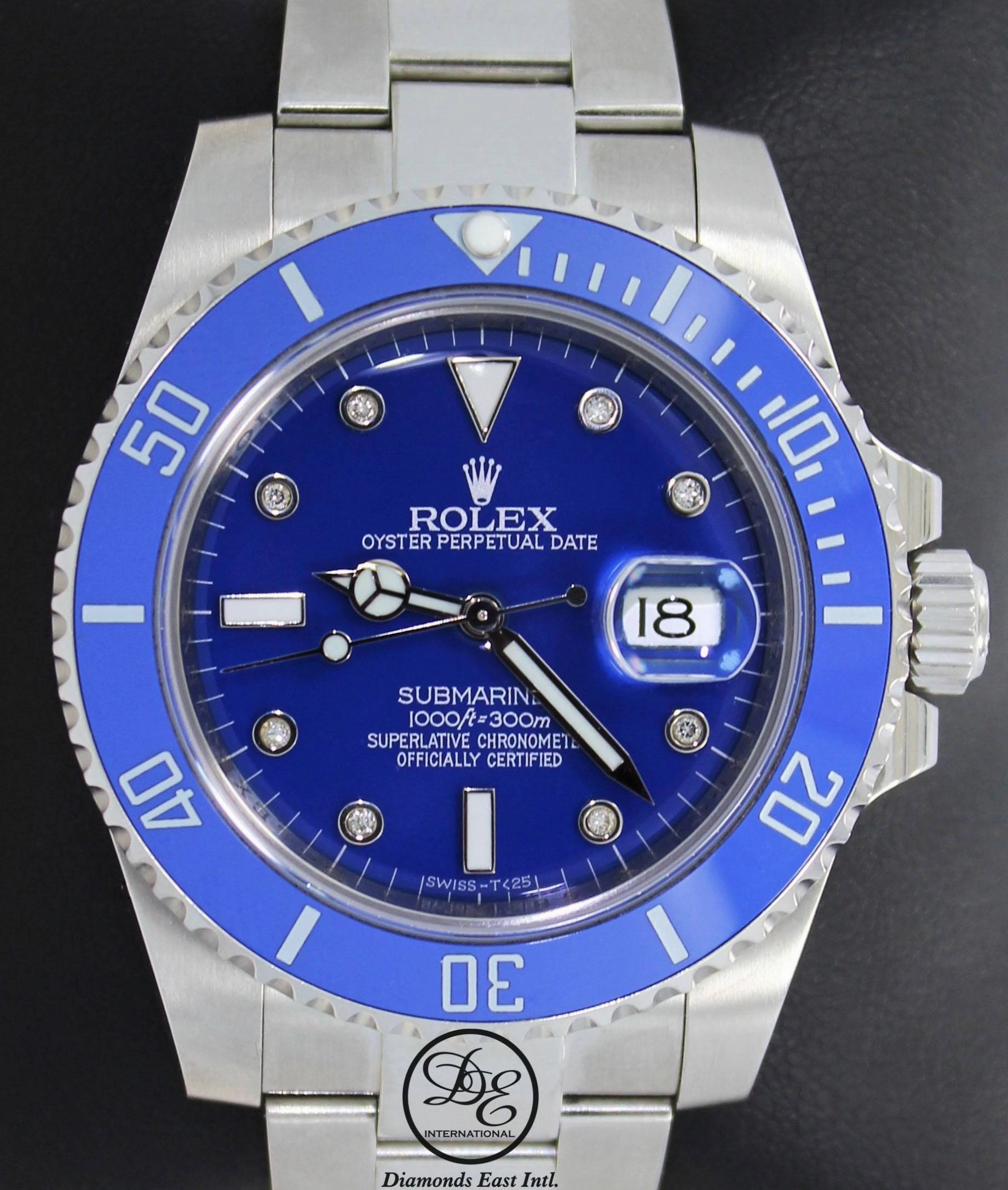 Rolex Oyster Perpetual Submariner Date 116610 LN Blue Diamond Dial Ceramic Bezel BOX/PAPERS