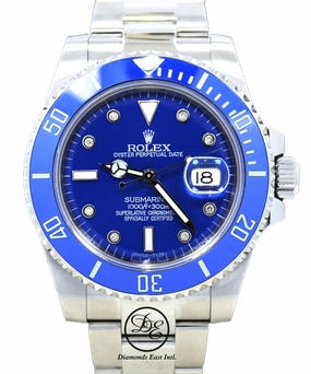 Rolex Oyster Perpetual Submariner Date 116610 LN Blue Diamond Dial Ceramic Bezel BOX/PAPERS