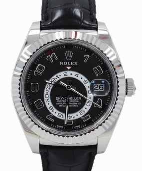 Rolex Sky-Dweller 18K White Gold 326139 BLKARS On Black Lather BOX/PAPERS