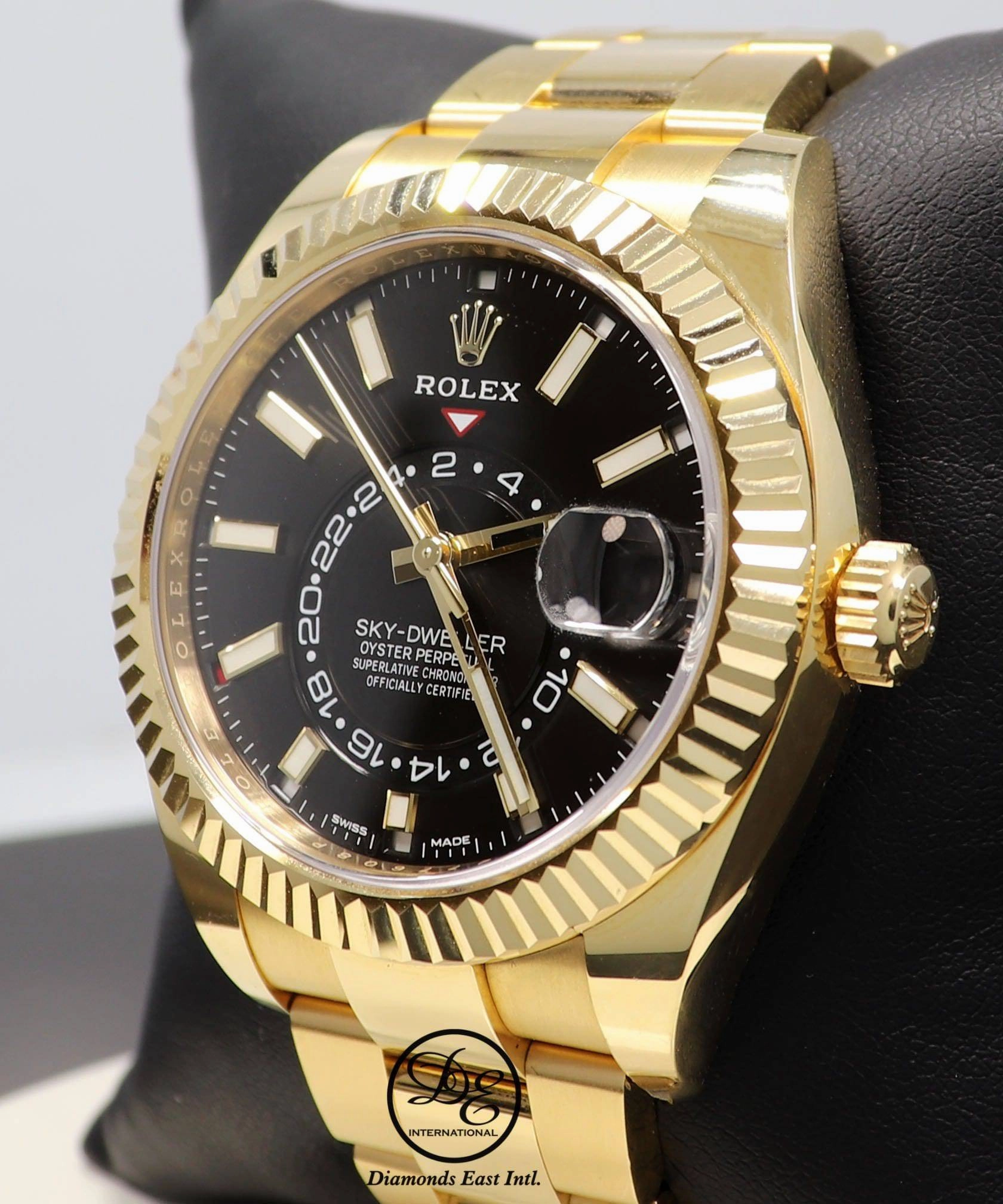 Rolex Sky-Dweller 18K Yellow Gold 326938 Black DIal BOX/PAPERS