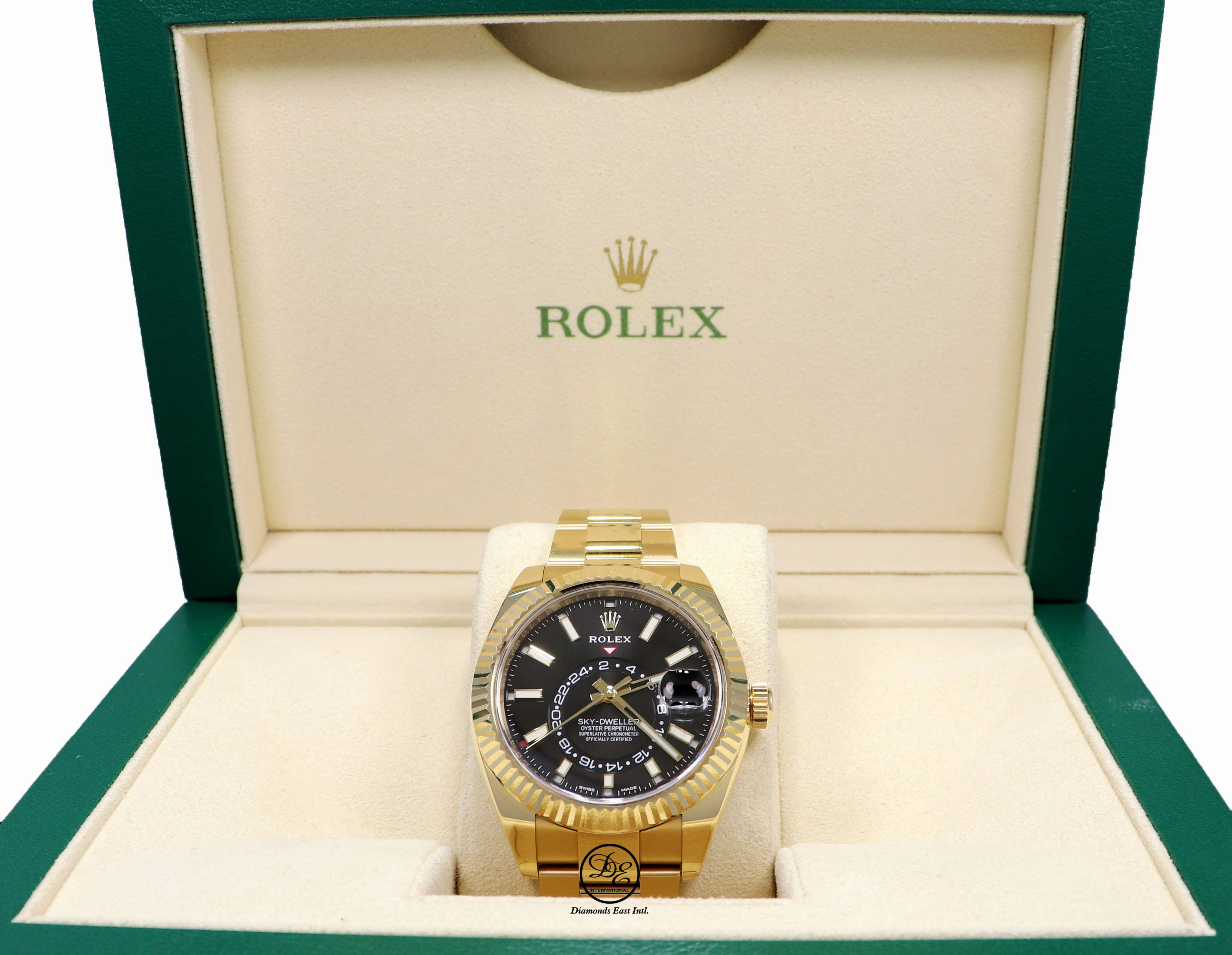 Rolex Sky-Dweller 18K Yellow Gold 326938 Black DIal BOX/PAPERS