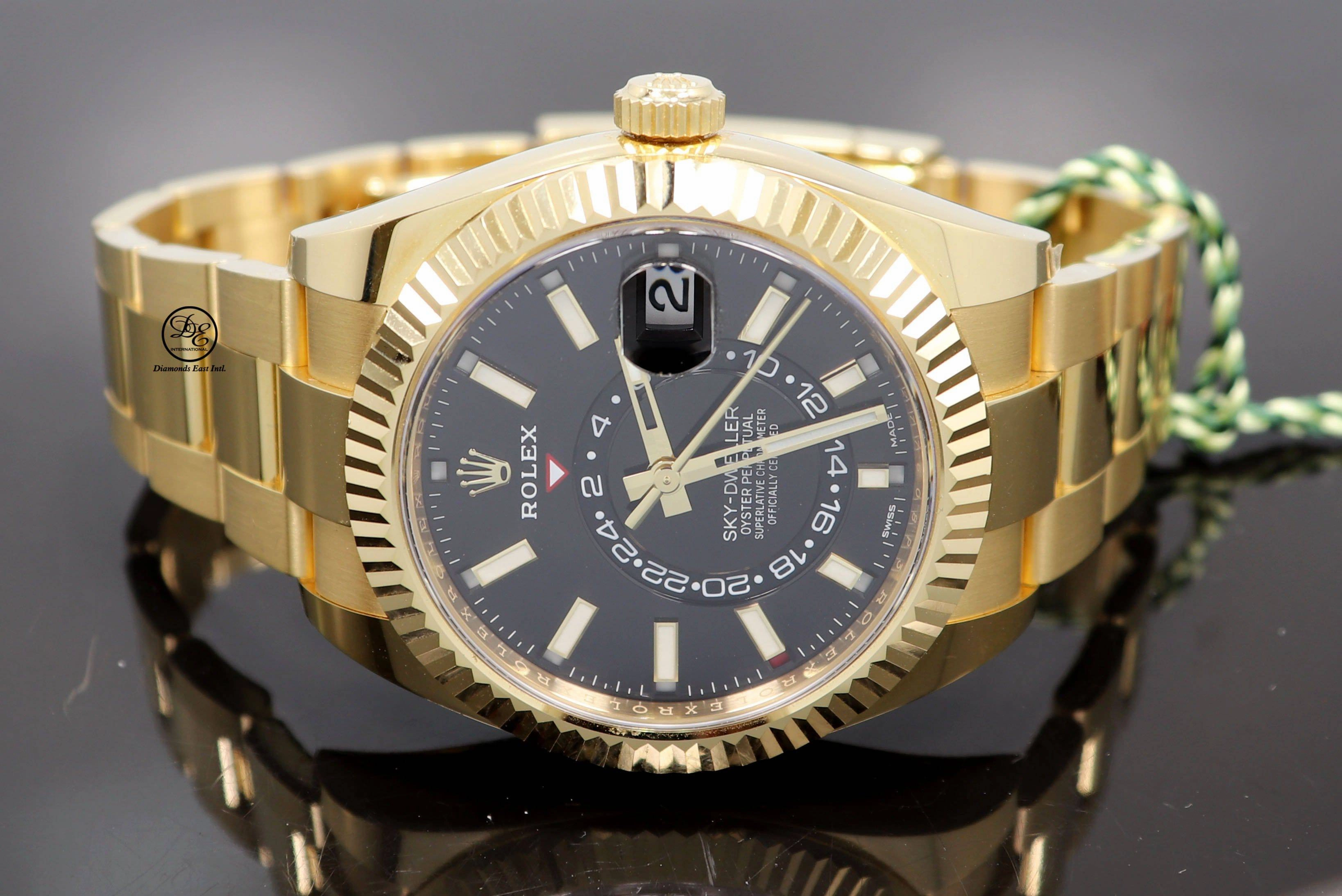 Rolex Sky-Dweller 18K Yellow Gold 326938 Black DIal BOX/PAPERS