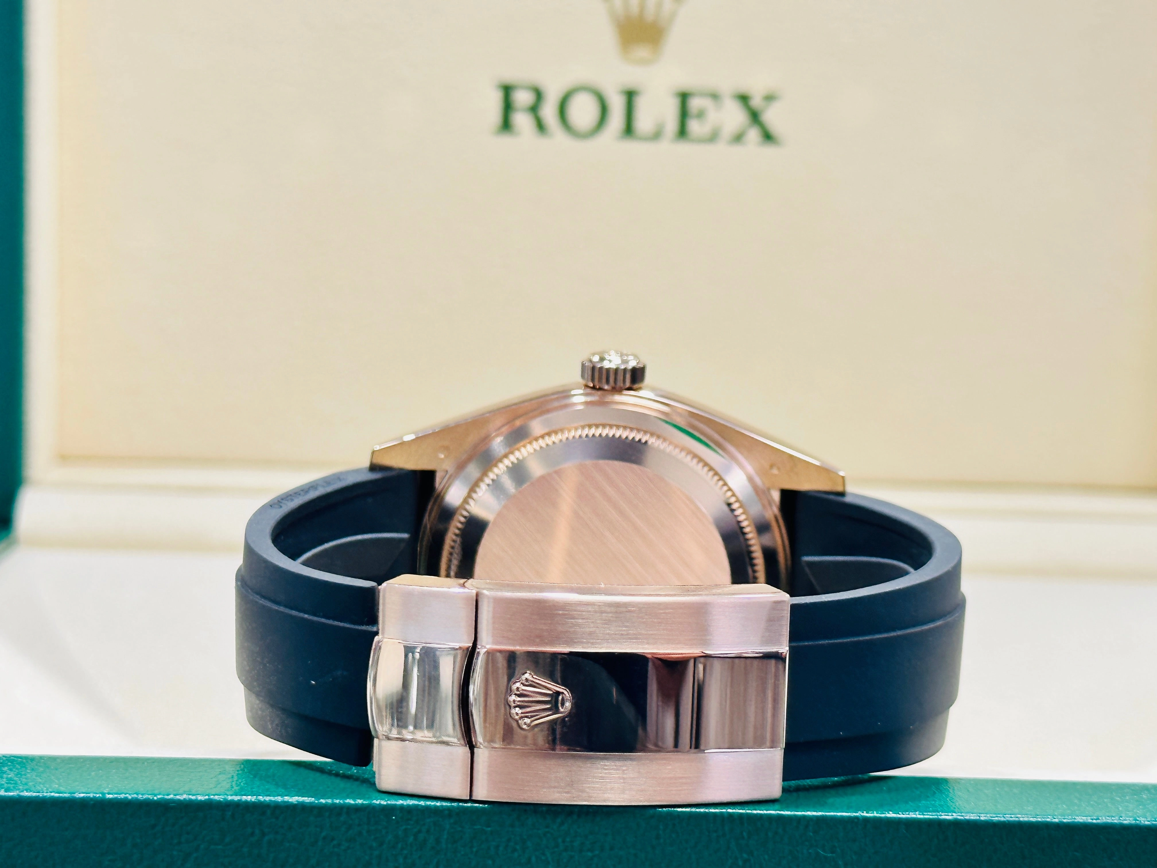 Rolex Sky-Dweller 326235 18k EverRose Gold Rhodium Dial 42 OysterFlex Box and Papers