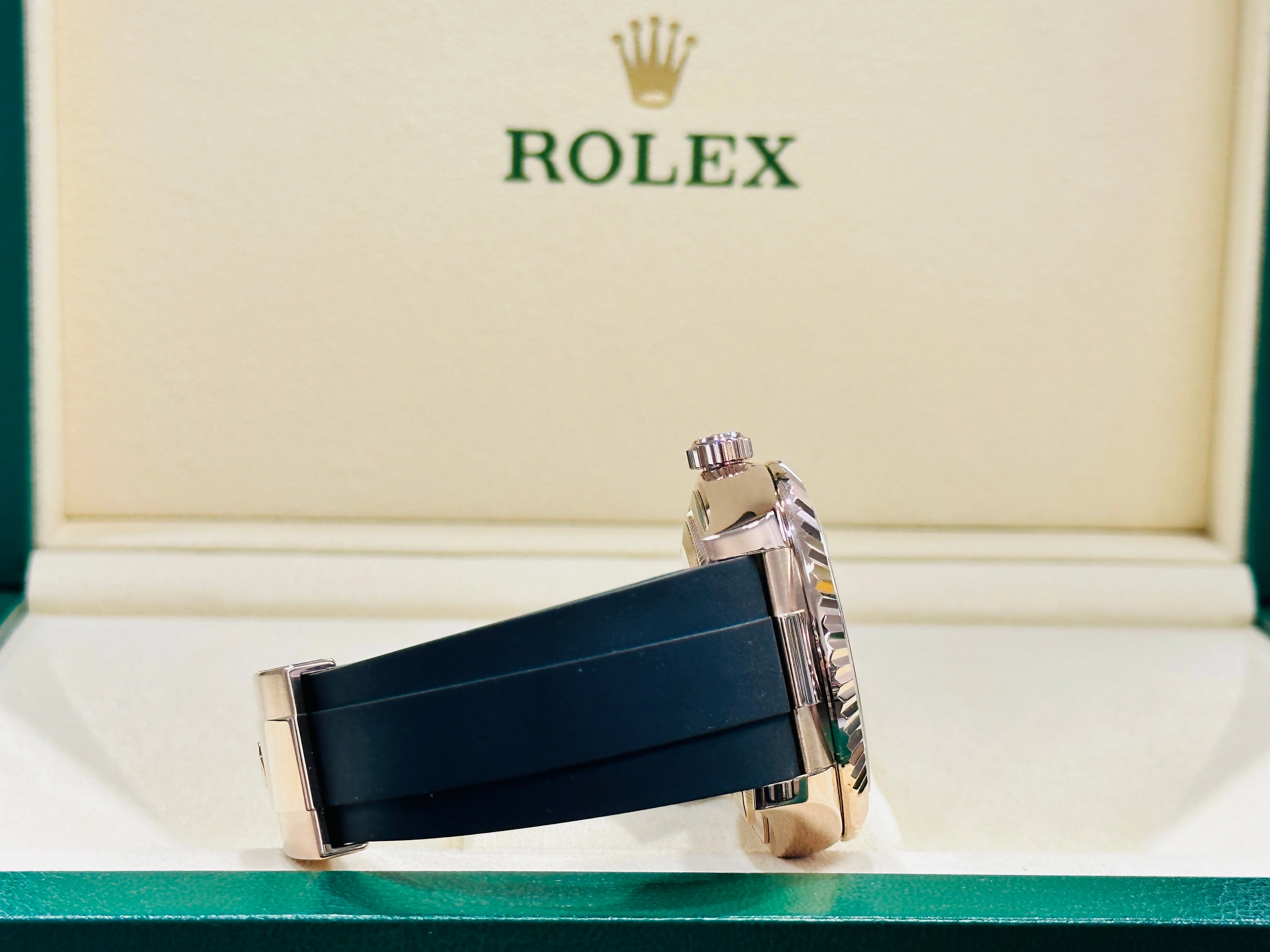 Rolex Sky-Dweller 326235 18k EverRose Gold Rhodium Dial 42 OysterFlex Box and Papers