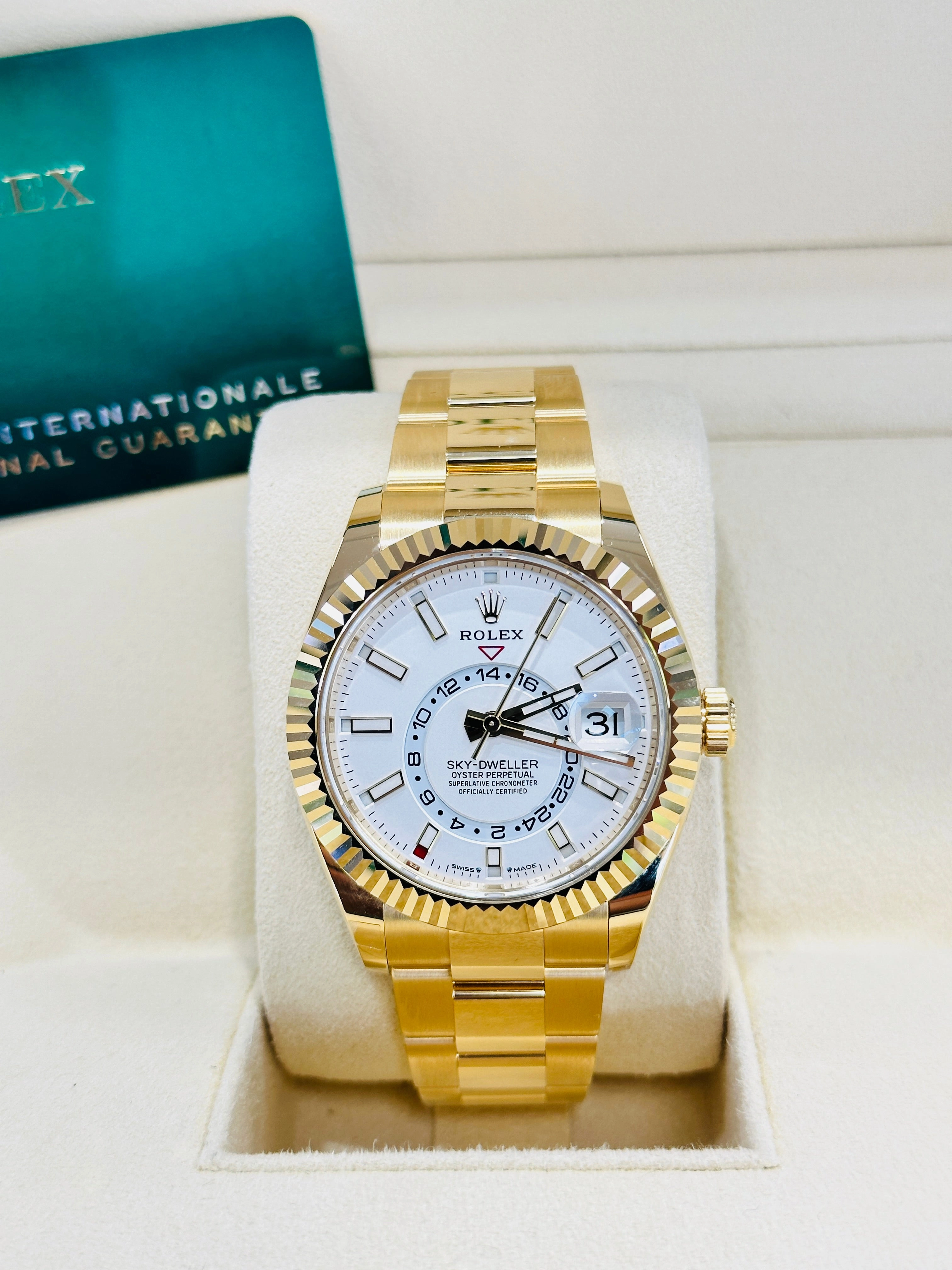 Rolex Sky-Dweller 336938 Yellow Gold White Dial UNWORN Box and Papers NEW MODEL 2023!