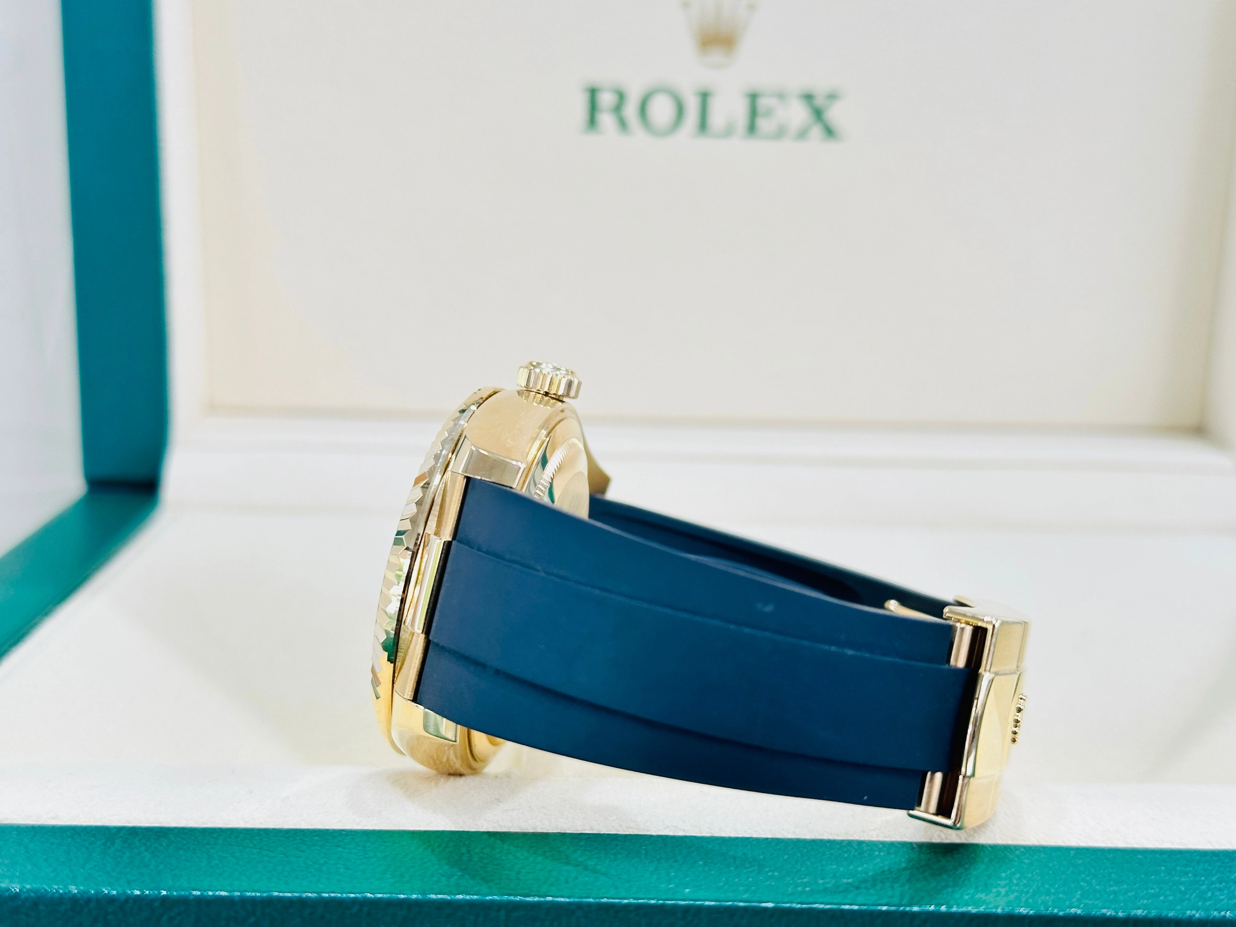 Rolex Sky-Dweller 42 Oysterflex 326238 Yellow Gold Champagne Dial Box and Paper PreOwned
