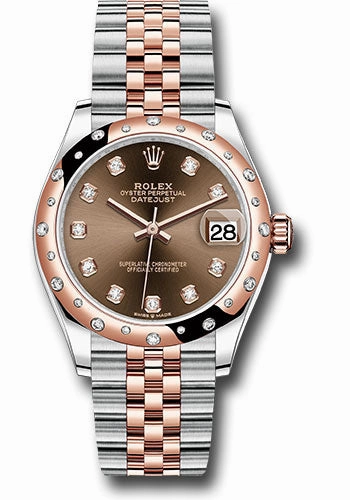 Rolex Steel and Everose Gold Datejust 31 Watch - 24 Diamond Bezel - White Roman Dial - Jubilee Bracelet 278341RBR chodj