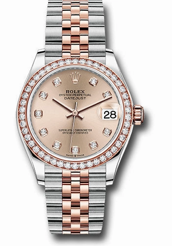 Rolex Steel and Everose Gold Datejust 31 Watch - 46 Diamond Bezel - Ros Diamond Dial - Jubilee Bracelet 278381RBR rodj