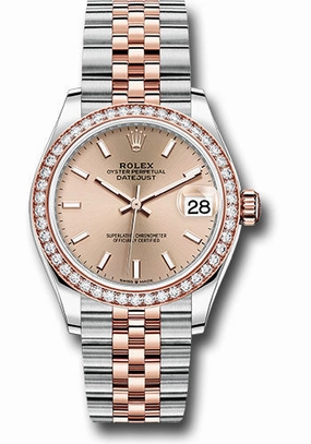 Rolex Steel and Everose Gold Datejust 31 Watch - 46 Diamond Bezel - Ros Index Dial - Jubilee Bracelet 278381RBR roij