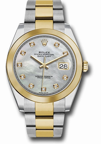 Rolex Steel and Yellow Gold Rolesor Datejust 41 Watch - Smooth Bezel - Mother-of-Pearl Diamond Dial - Oyster Bracelet - 126303 mdo