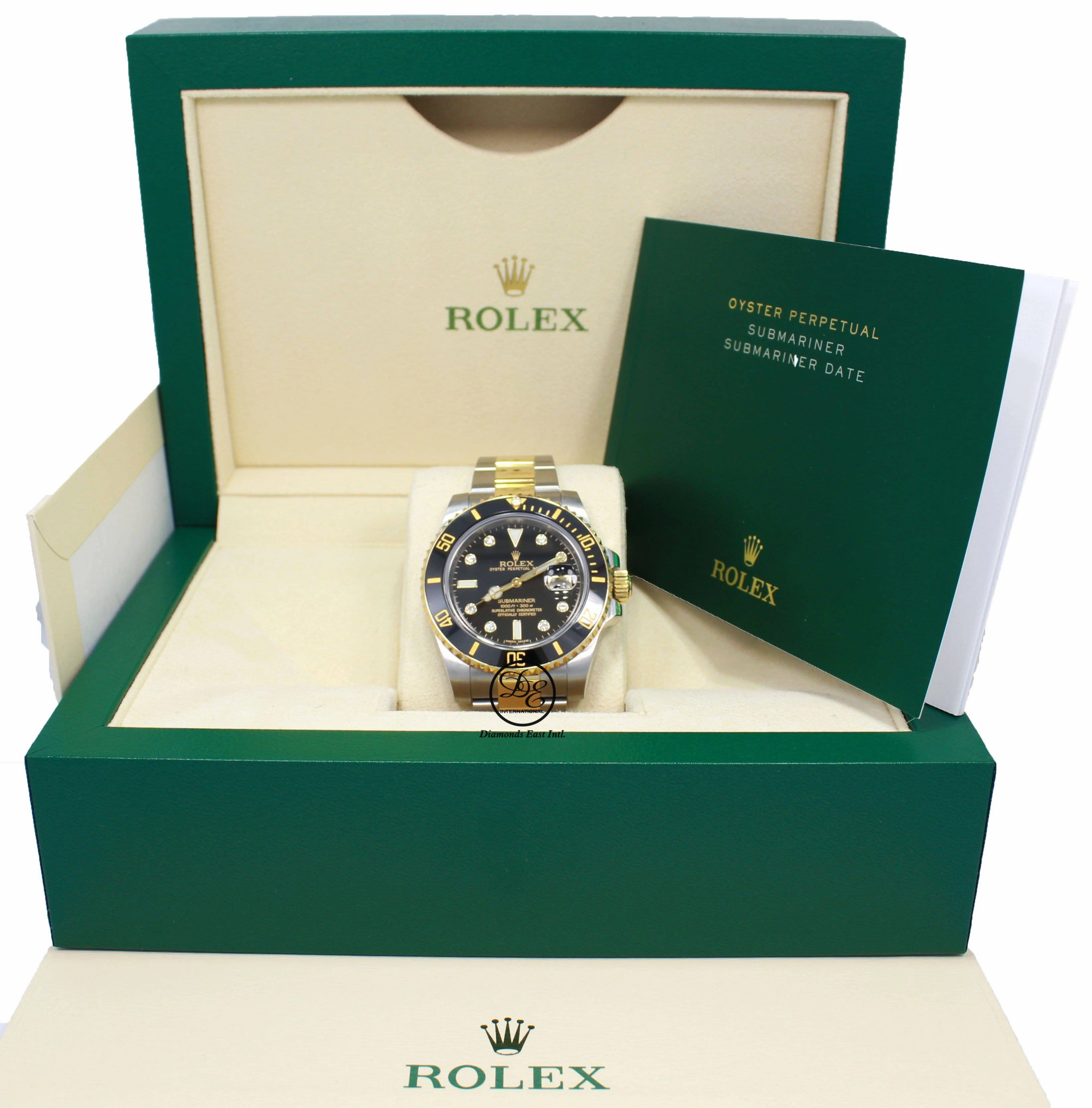 Rolex Submariner 116613 BLKDD 18K Yellow Gold /SS Rare Discontinued Factory Black Diamond Dial Box/Papers