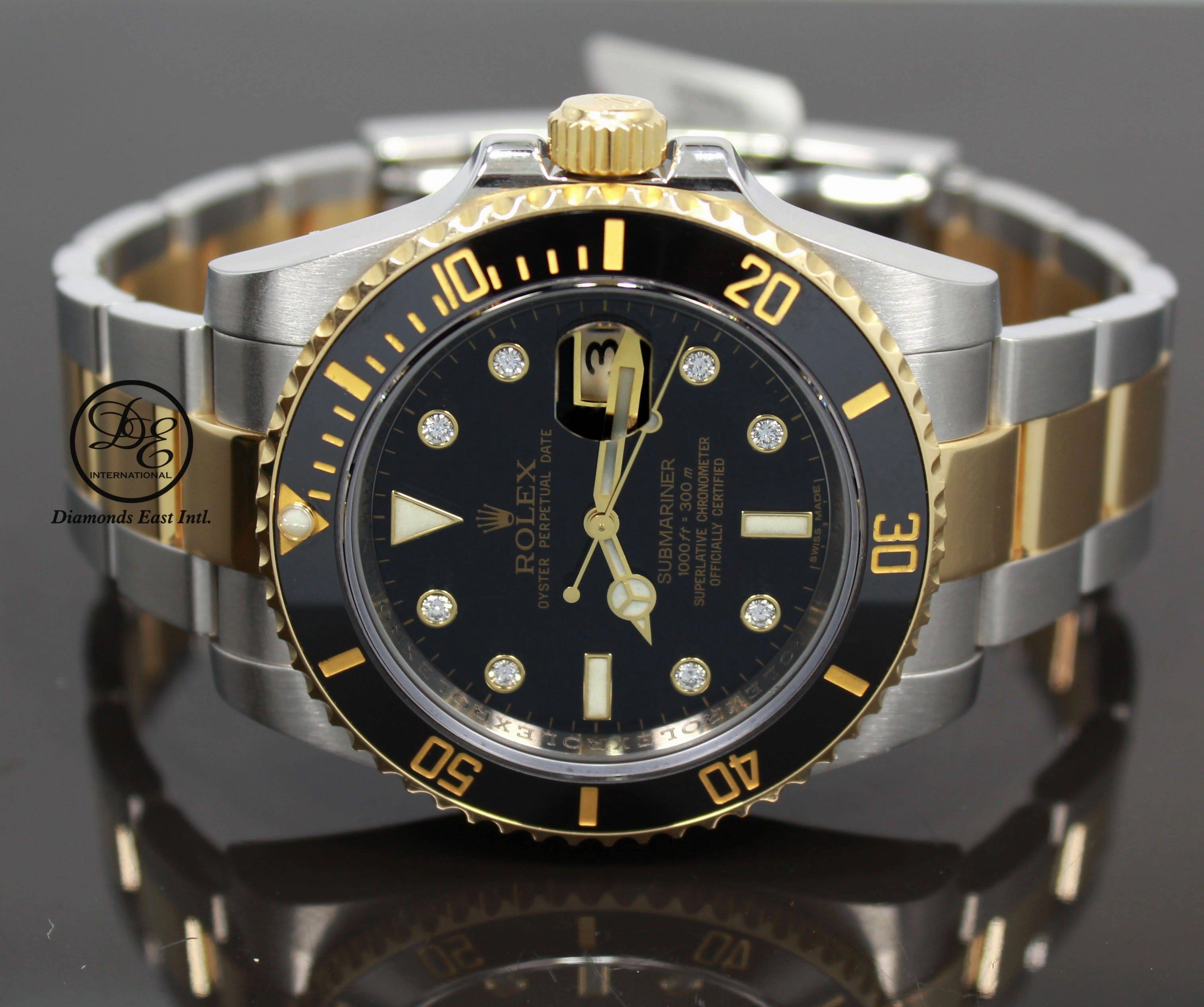 Rolex Submariner 116613 BLKDD 18K Yellow Gold /SS Rare Discontinued Factory Black Diamond Dial Box/Papers