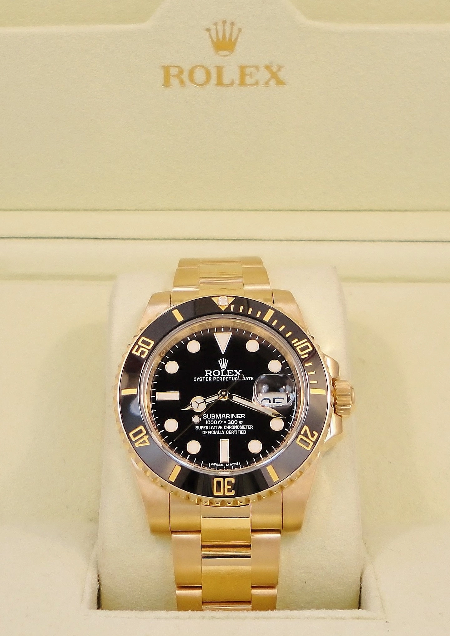 Rolex Submariner 116618LN Date Oyster Perpetual 18k yellow gold BOX/PAPERS
