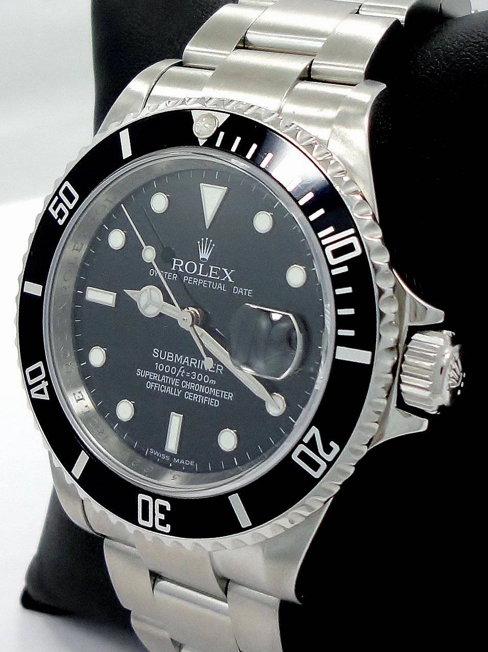 ROLEX Submariner 16610 Oyster Date SS Black Dial Watch BEZEL ENGRAVED MODEL