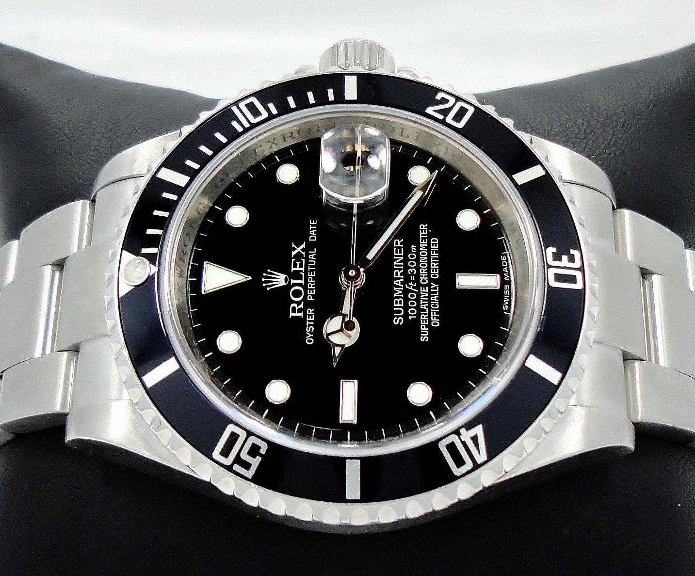 ROLEX Submariner 16610 Oyster Date SS Black Dial Watch BEZEL ENGRAVED MODEL