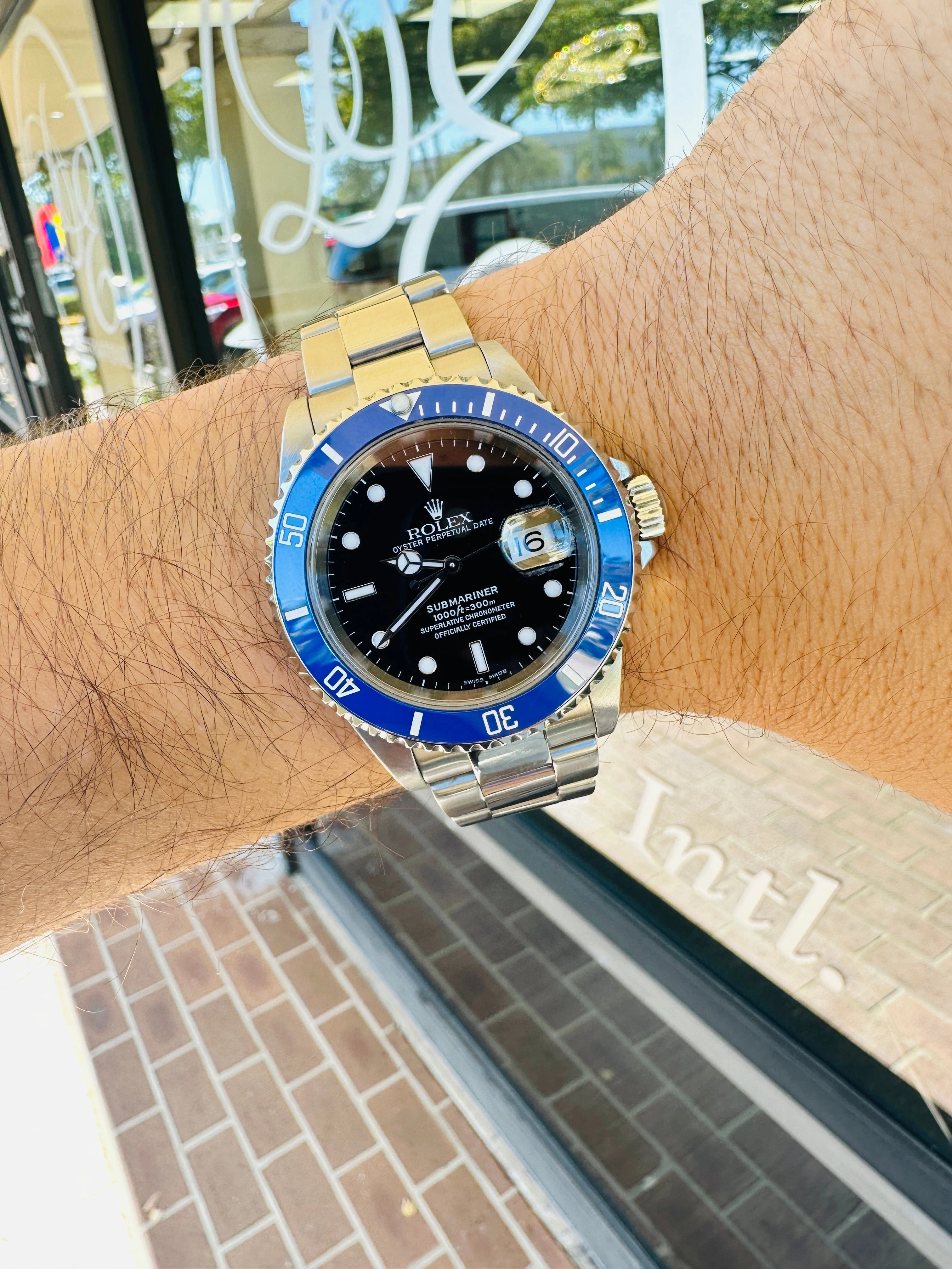 Rolex Submariner 16610 Steel Custom Blue Ceramic Bezel Watch MINT
